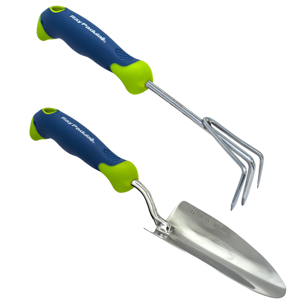 Stainless Steel Comfi-Grip Handheld Garden Tool Trowel and Cultivator (2-Pack)