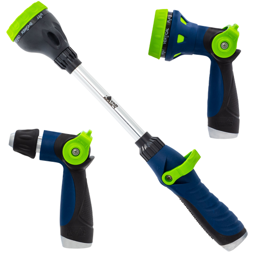 Thumb Control 8-Pattern and Adjustable Nozzle with Mini Water Wand (3-Pack)