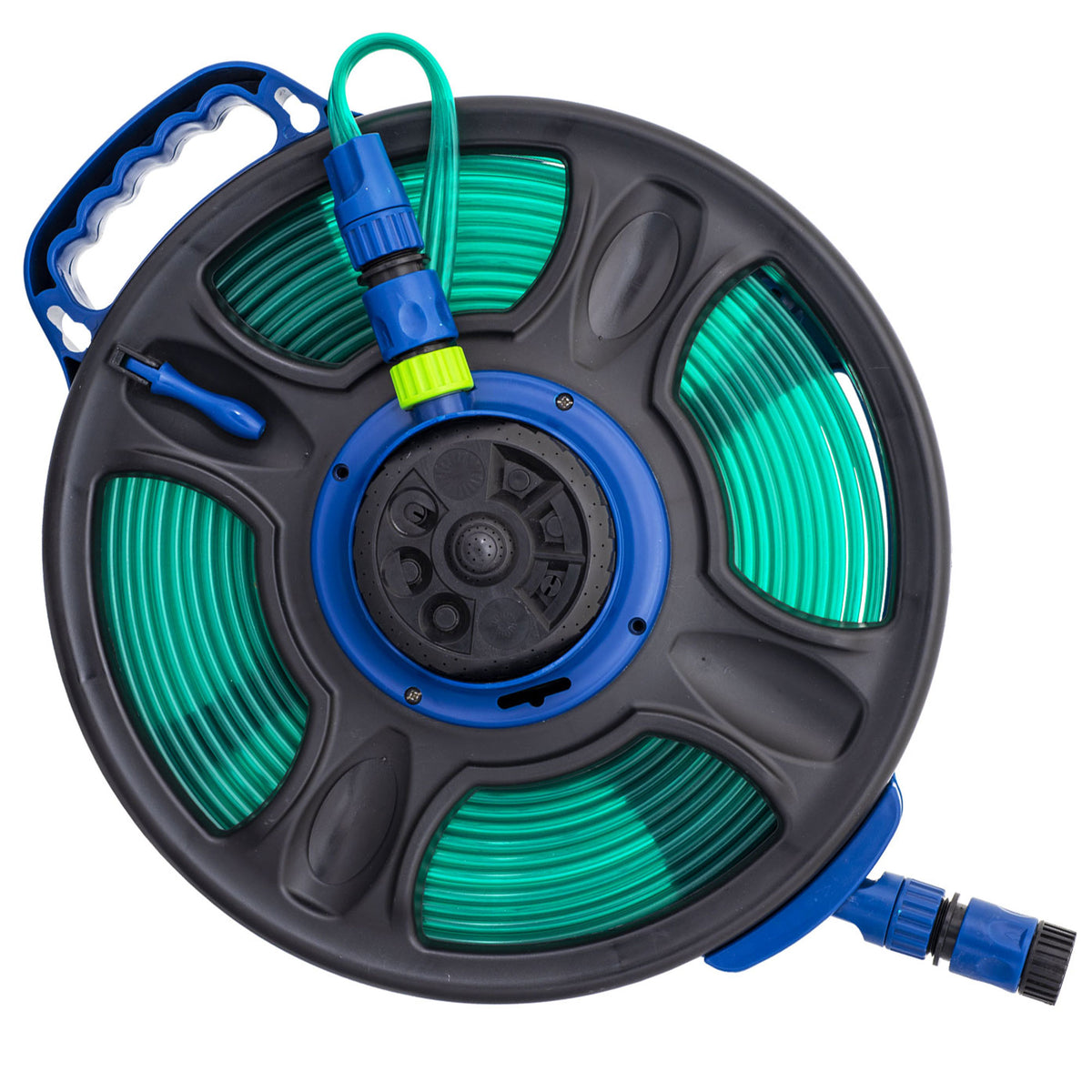 Ray Padula 50 ft. 2-in-1 Flat Hose with 8-Pattern Sprinkler on Built-in Hose  Reel — Ray Padula Lawn and Garden