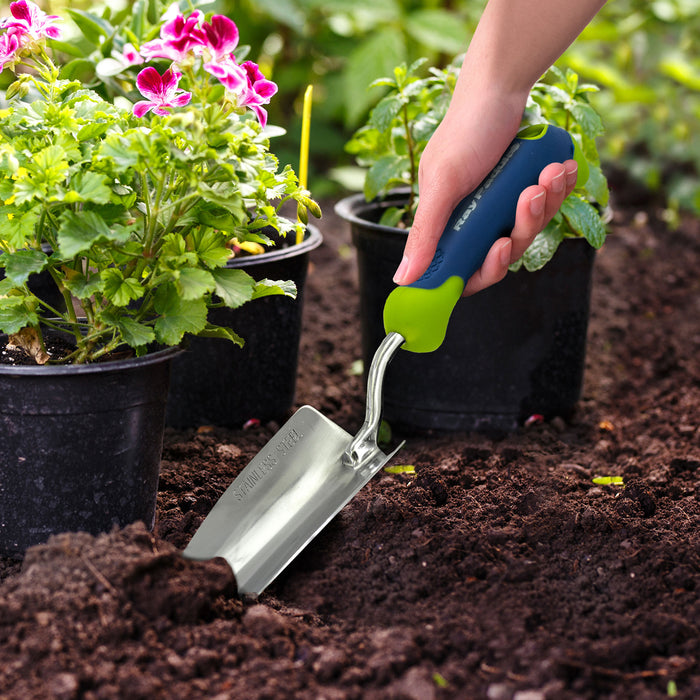 Stainless Steel Comfi-Grip Handheld Garden Tool Trowel and Cultivator (2-Pack)