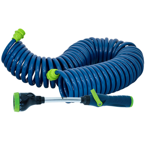50 ft. Coil Hose with Thumb Control 8-Pattern Mini Water Wand