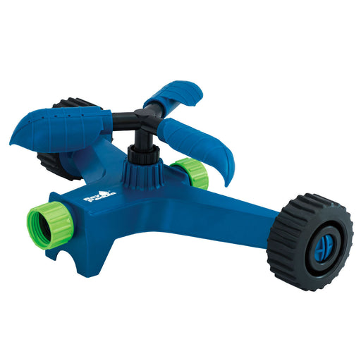 Plastic 3-Arm Adjustable Revolving Sprinkler on Weighted Wheel Base