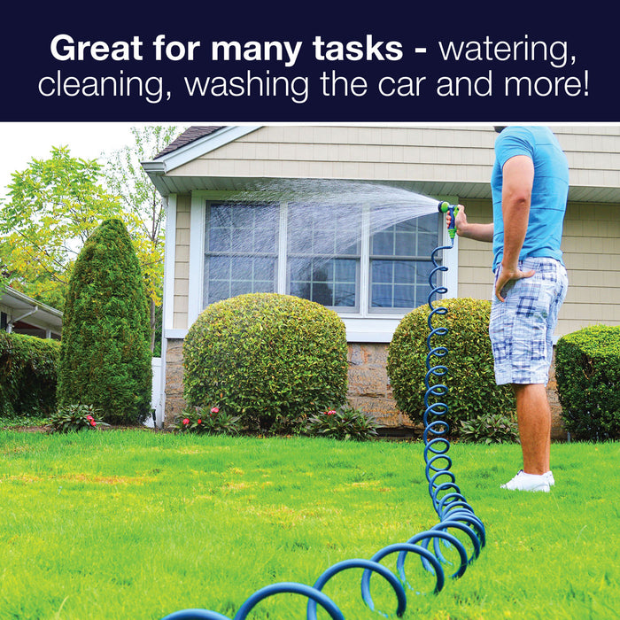 50 ft. Coil Hose with Thumb Control 8-Pattern Mini Water Wand